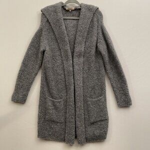 Lineamaglia Alpaca Wool Blend Gray Open Cardigan Longline Hoodie Sz M ITALY
